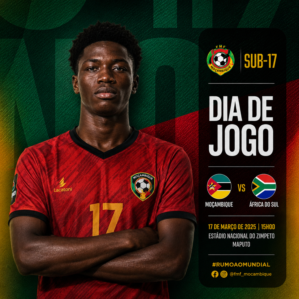 Jogador sénior em cartaz de dia de jogo